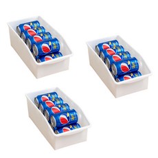 Block Mart 廚房冰箱飲料罐整理收納盒 大型, 白色, 3個