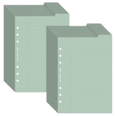 PLEPIC 6孔雙面索引補充內頁 橫線 綠色, 30張, 2個