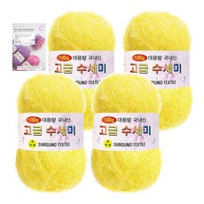 yarna 대용량 수세미 100g x 4p + C 인쇄도안 8종 세트, 109 노랑, 1개