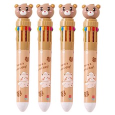 PEONIST 小熊10色多色原子筆 0.5mm, 4個, 棕色