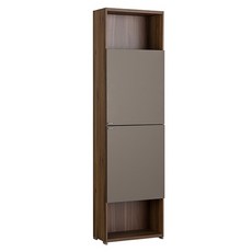 리바트 조인 우드 포인트 도어형 책장 방문설치, 월넛(책장) + 다크그레이(도어), 6단