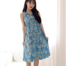 테라우드 여성용 코튼 프릴 민소매 원피스 파자마 2p