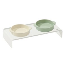 DING DONG PET 寵物Franc陶瓷雙格碗組, 象牙白 + 綠色, 1套