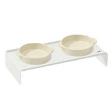 DING DONG PET 寵物Franc陶瓷碗 350ml 雙格碗組, 象牙白, 1套