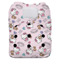 THiRSTiES 有機棉魔鬼氈一體式布尿布 SANRIO聯名款 適用於0-36個月（4-18kg）, Hello Kitty Dear Bear, 1件