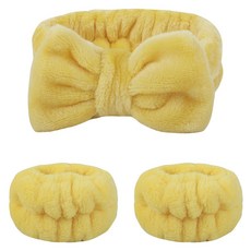 조니프리 세안 헤어밴드 손목타올 세트, 옐로우, 1세트