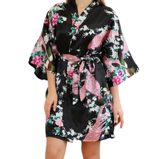 BACOZEL 絲綢高爾夫睡衣浴袍 ONE SIZE, 1個, 黑色