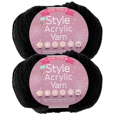 스타일 아크릴 뜨개실, 40검정, 2개