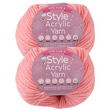 스타일 아크릴 뜨개실, 16코랄, 2개