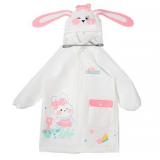 Starbean 兒童動物連帽可愛雨衣 白色兔子