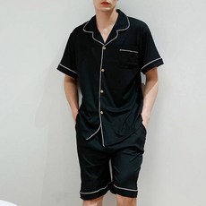 테라우드 남성용 냉감 반팔 잠옷 홈웨어 상하의 세트 2p
