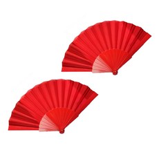 Moreable 素色便攜式折疊扇 42cm, 紅色, 2個