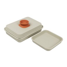 incoc 矽膠微波爐烤箱兩用容器 + 前菜盤組合, 沙棕色, 1套