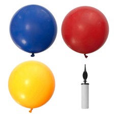 EUMES 大型圓形氣球 90cm 3入 + 手動打氣筒組合, 1套, 隨機出貨