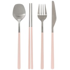 메종오브제 시에르 딜라잇 1인 커트러리세트, 블로썸핑크, 디너스푼 + 젓가락 + 디너포크 + 디너나이프, 1세트