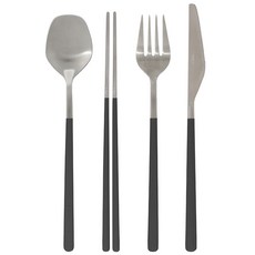 MAISON OBJET Ciel Delight 1人餐具組, 炭黑色, 餐匙+筷子+餐叉+餐刀