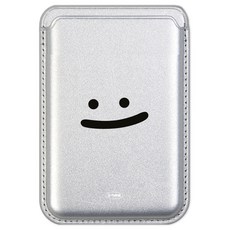유스픽 디자인 맥세이프 컬러 가죽 카드지갑 홀더, 58 컬러풀스마일 실버, 1개