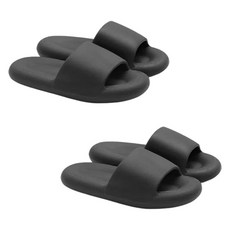 Block Mart 男用防滑厚底浴室拖鞋, 黑色, 2個
