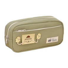 Petit Fancy 可愛狗狗帆布毛絨布筆袋, 1個, 綠色