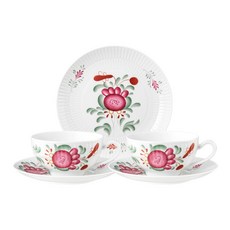 Tettau 雙人咖啡杯組 0.22L + 圓盤 19公分組合, 阿米娜玫瑰, 1套