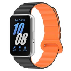 Space Shield 柔軟磁吸環扣式錶帶, 1個, 黑橘色