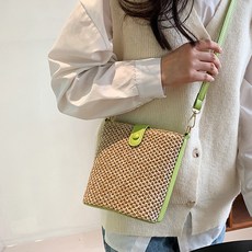 Elsso 藤編簡約斜背包, 綠色