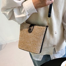 Elsso 藤編簡約斜揹包, 黑色