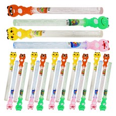 agaplus 動物朋友泡泡棒 4款 x 6入組, 黃色虎貓, 綠色青蛙, 紅色浣熊, 粉紅豬, 1套