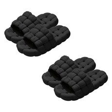 Block Mart 男款絎縫浴室拖鞋, 2個, 黑色