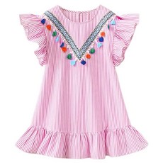 조이멀티 여아용 태슬 프릴 민소매 원피스