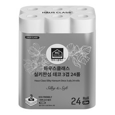 HAUS-CLASS Silky Hanseom 印花3層高級捲筒衛生紙, 25m, 24入, 1個