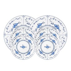 Tettau 韓式餐盤3種 x 2入套組, 阿米娜花漾, 1套, 主餐盤 28cm 2入 + 圓盤 19cm 2入 + 圓盤 16cm 2入