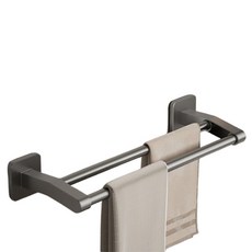 Sonio免打孔方形浴室多功能毛巾架, 1個, 02 灰色雙