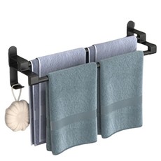 Sonio 免鑽孔分層浴室多用途毛巾架, 1個, 01 黑色 2層