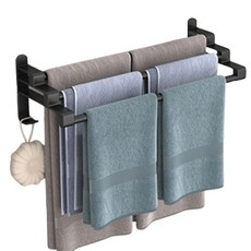 Sonio 免鑽孔分層浴室多用途毛巾架, 1個, 02 黑色 3層