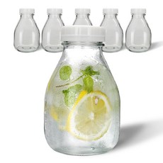 미르코리아 따다닥 사각 주스 밀폐 유리병, 500ml, 6개