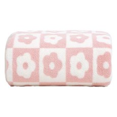 Sonio 格紋花朵柔軟沐浴浴巾 70 x 140 cm, 1個, 02 粉紅色