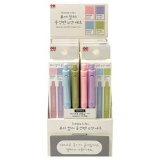 조선문방구 심플라이프 퓨어 컬러 중성 펜 4종 세트 0.5mm, 퓨어핑크, 페일라벤더, 아이스블루, 레몬그린, 12세트