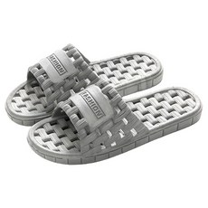 Block Mart 男款格紋圖案浴室拖鞋 雙腳組, 灰色, 1個