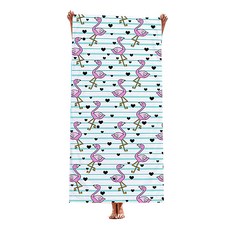 unhave 多彩沙灘巾 70 x 150 cm, 05 紅鶴圖案, 1個