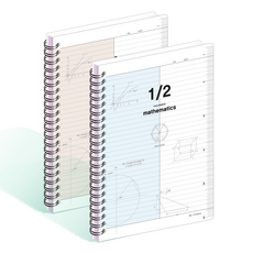 Withna 2分割 PP 數學筆記本 80-0101, 2個, 隨機出貨