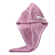 다정다감 빨리 마르는 극세사 투버튼 헤어터번 26 x 65 cm, 퍼플, 1개