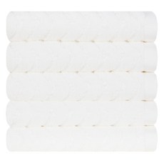 Songwol 松月 人字紋飯店洗臉毛巾 170g 30支 精梳棉, 白色, 5個