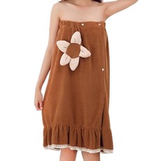 Dajeongdagam 按扣式刷毛花朵抹胸浴巾, 1個, 棕色