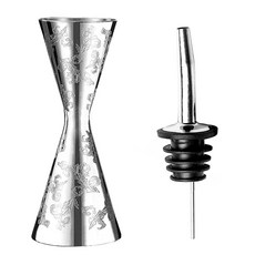 KALDIN 雙面計量雞尾酒盎司杯 30/60ml + 倒酒器組, 葉子, 1套