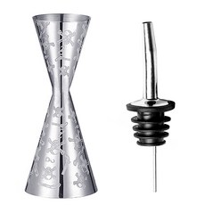 KALDIN 雙頭計量雞尾酒量酒器 30/60ml + 倒酒器套組, 骷髏頭, 1套