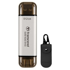 Transcend 創見 超小型外接SSD ESD310 + 專用收納包組合, 512GB, 銀色