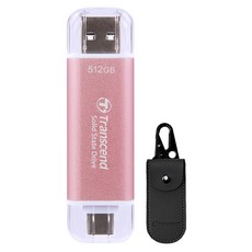 Transcend 創見 超小型外接SSD ESD310 + 專用收納包套組, 512GB, 粉紅色