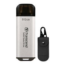 Transcend 創見 超小型USB-C外接固態硬碟ESD300 + 專用收納包組合, 銀色, 512GB