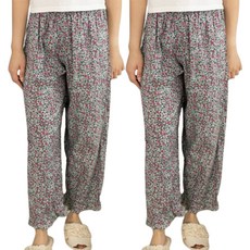 테라우드 여성용 통기성 60수 꽃나염 파자마 바지 2p